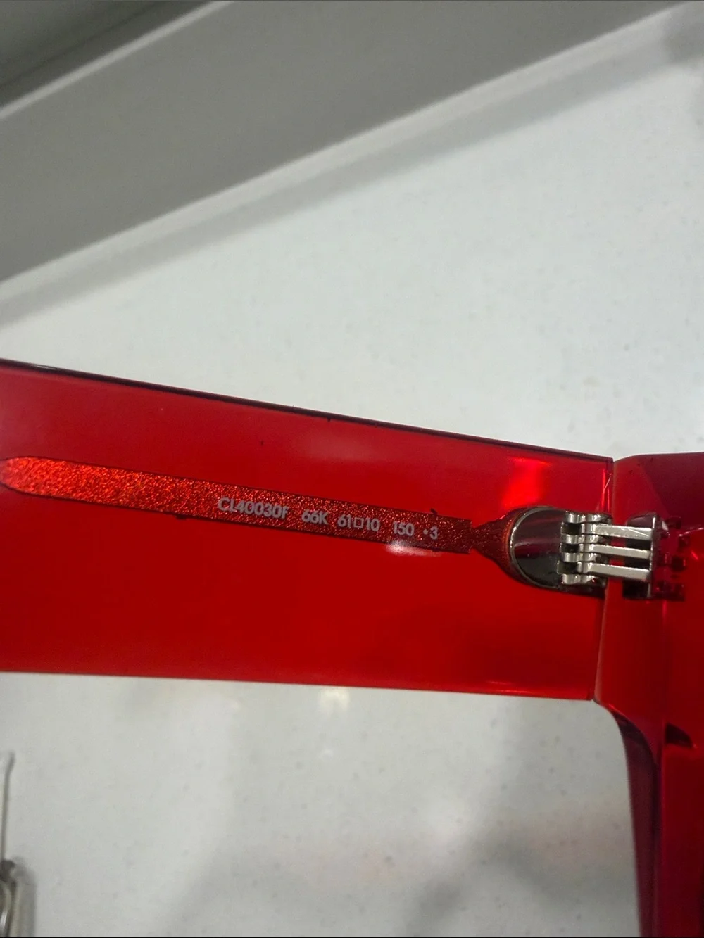 Celine CL0030F Red Shield square sunglasses